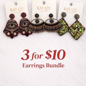 Beaded Earrings Bundle - Red, Black, Gold